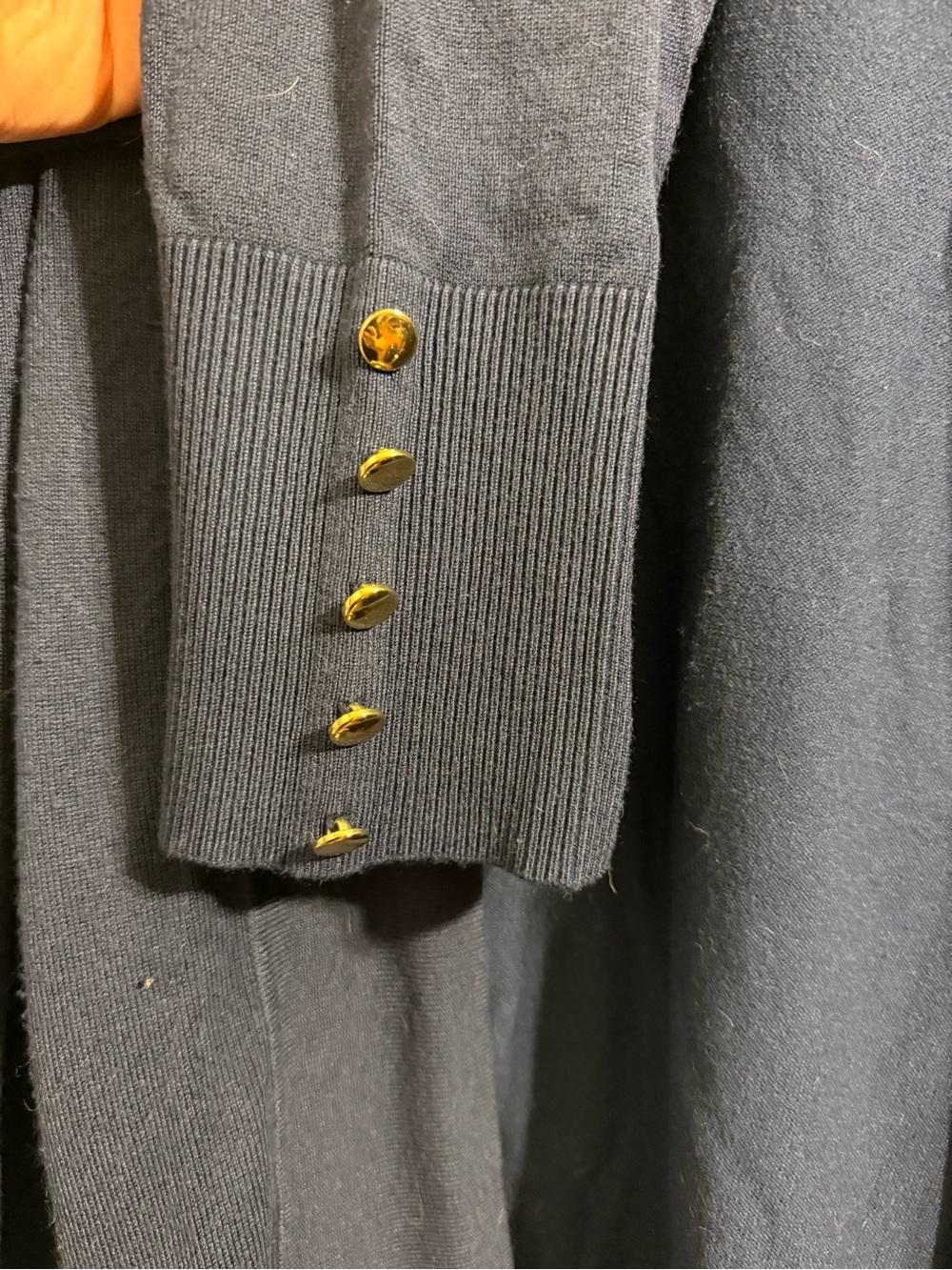 JM Collection Long Open-Front Navy Cardigan - Picture 2 of 5